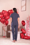 Navy Blue Solid Pyjama Set