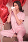 Candy Pink Solid Pyjama Set