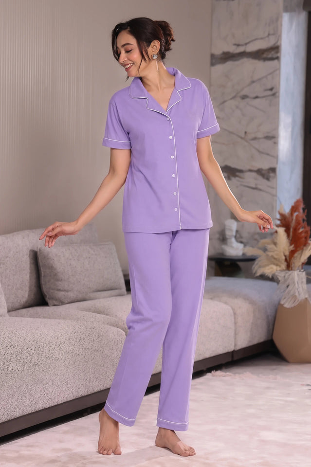 Periwinkle Solid Pyjama Set