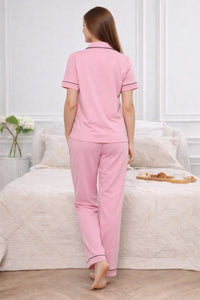 Pink Solid Pyjama Set