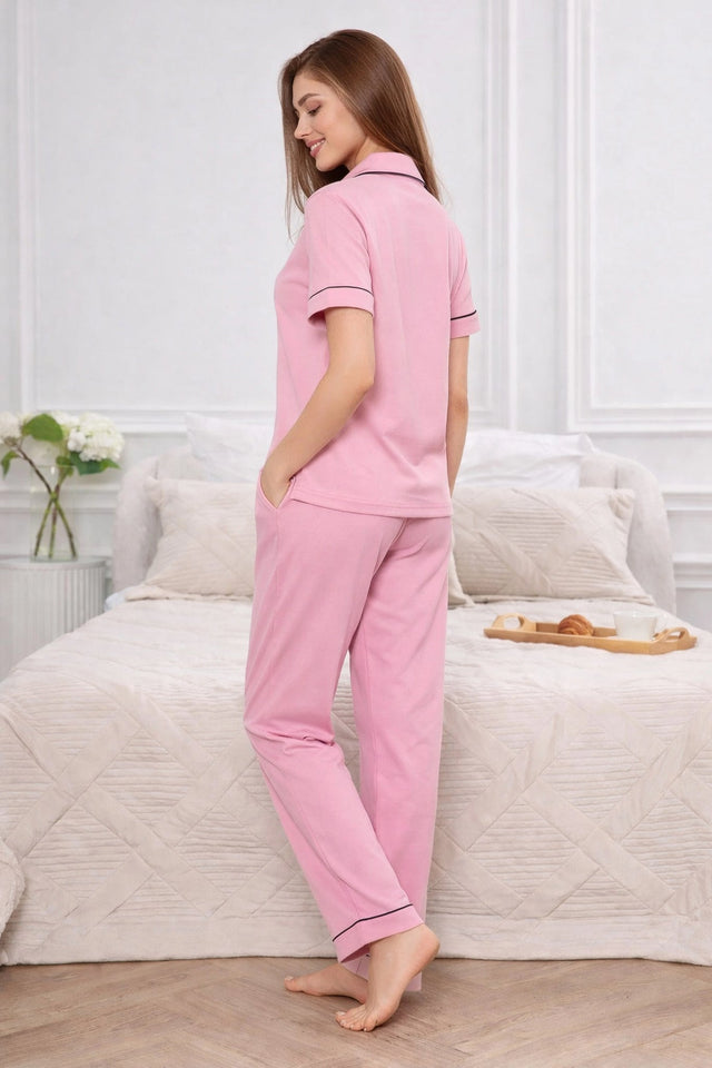 Pink Solid Pyjama Set