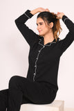 Black Full Sleeve Nightsuit Set