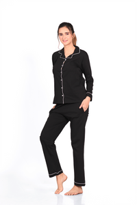 Black Full Sleeve Nightsuit Set