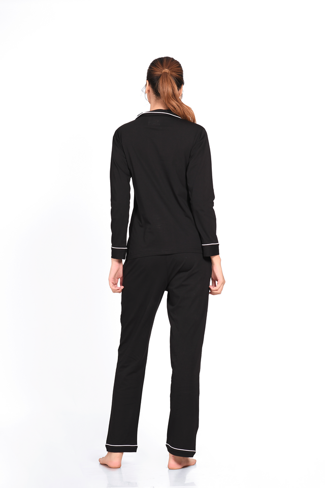 Black Full Sleeve Nightsuit Set