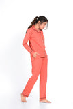 Coral Orange Full Sleeve Nightsuit Set