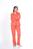 Coral Orange Full Sleeve Nightsuit Set