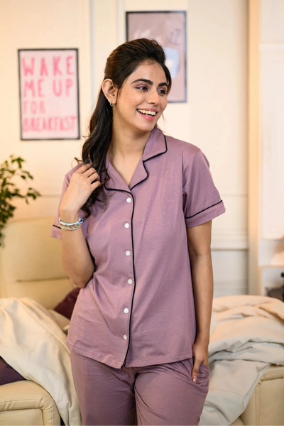 Dusty Lilac Solid Pyjama Set