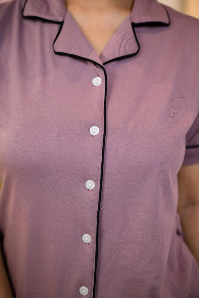 Dusty Lilac Solid Pyjama Set