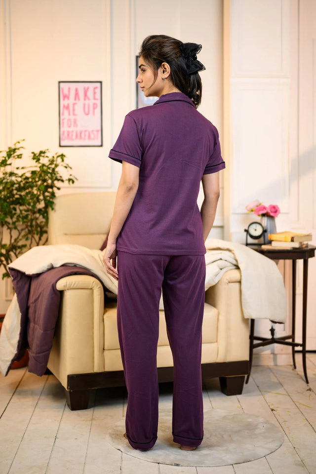 Lavender Solid Pyjama Set