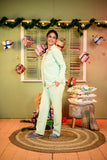 Cozy Winter Fleece Nightsuit Set – Misty Mint