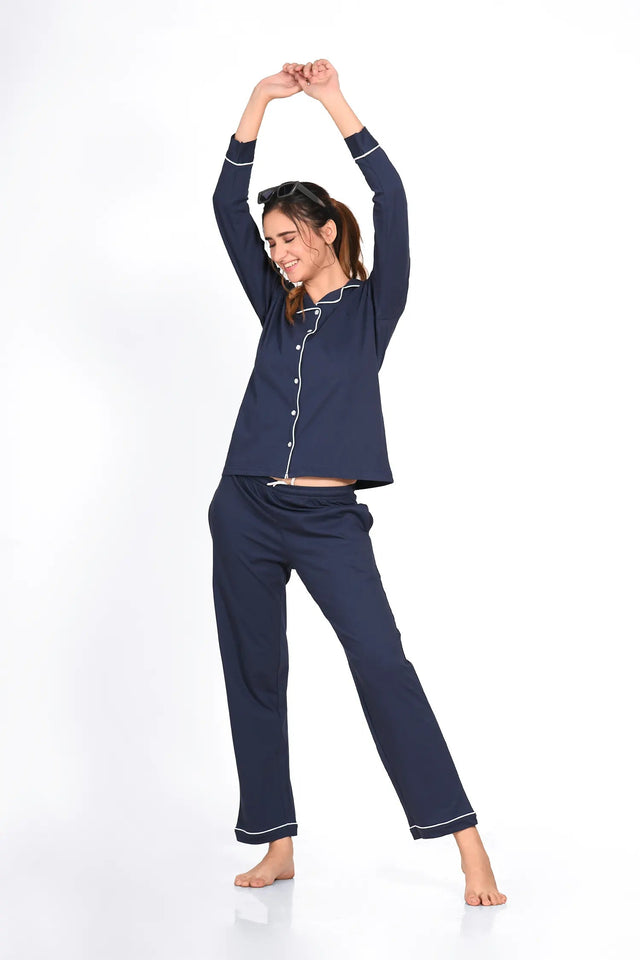 Navy Full Sleeve Nightsuit Set