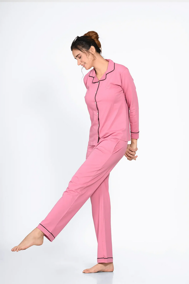Pink Full Sleeve Nightsuit Set