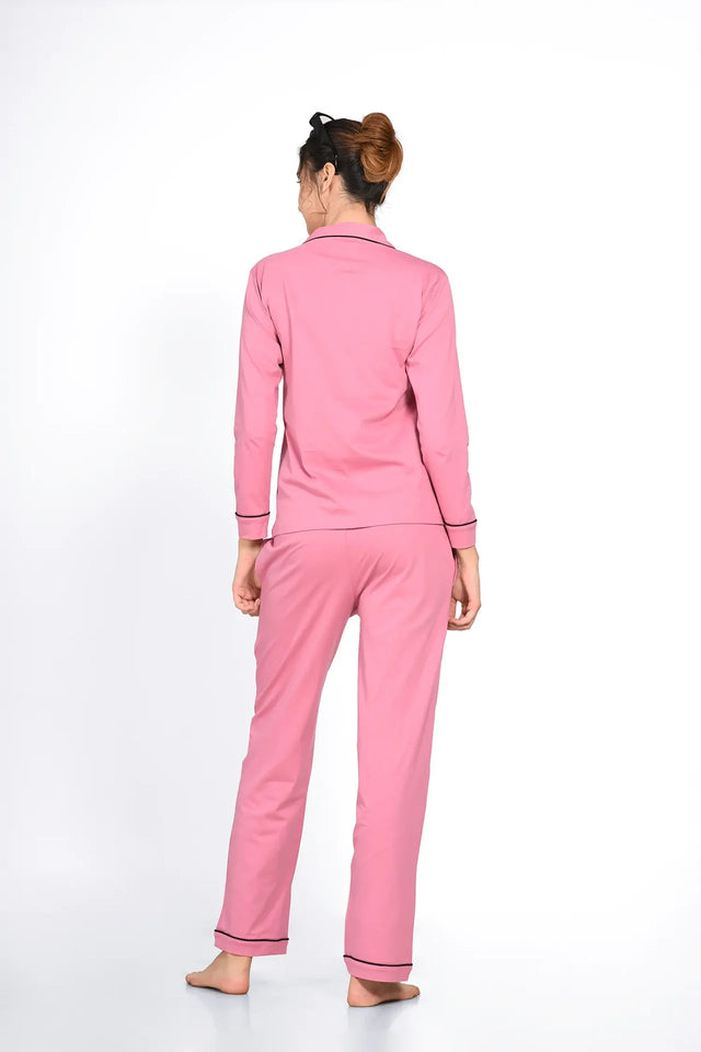 Pink Full Sleeve Nightsuit Set