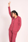 Deep Ruby Full Sleeve Nightsuit Set