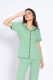 Sage Green Solid Pyjama Set