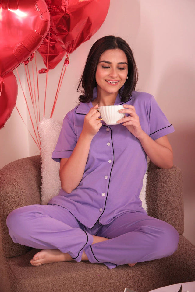 Soft Lavender Solid Pyjama Set