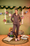 Taupe Brown Full Sleeve Nightsuit Set