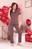 Taupe Brown Solid Pyjama Set
