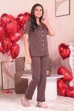Taupe Brown Solid Pyjama Set