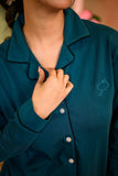 Teal Blue Full Sleeve Nightsuit Set